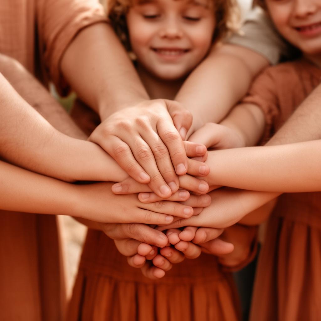 Family hands stacked together