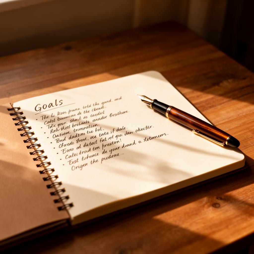 Open notebook with handwritten goals