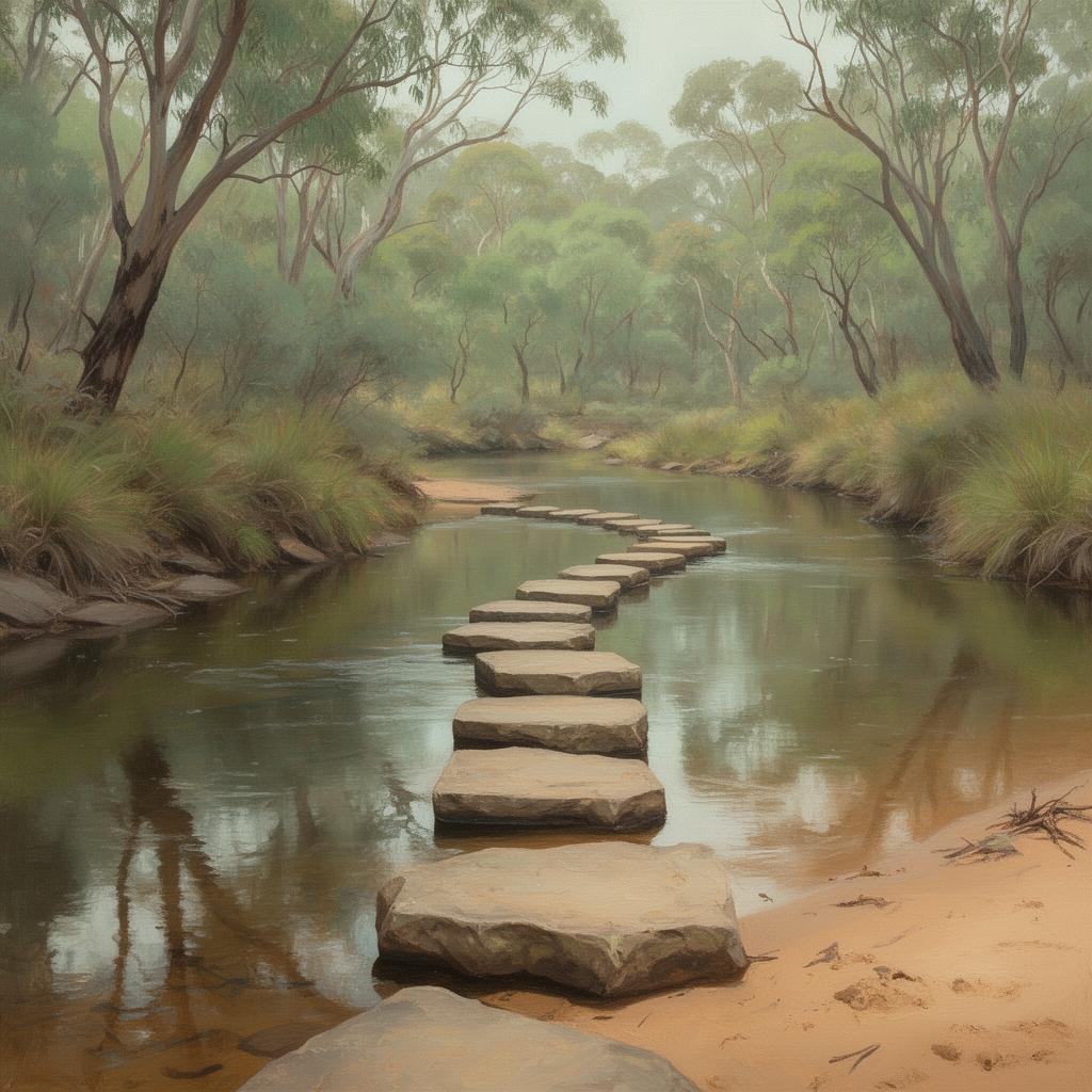 Stepping stones across a quiet creek